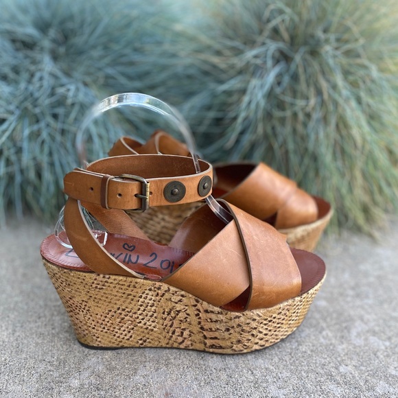 Lanvin Shoes - Lanvin Platform Wedge Leather Sandal Wrap Ankle